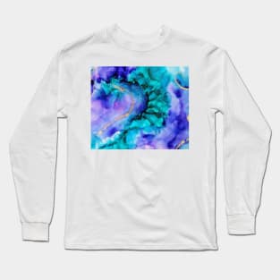 Green and Purple Abstract Paint Long Sleeve T-Shirt